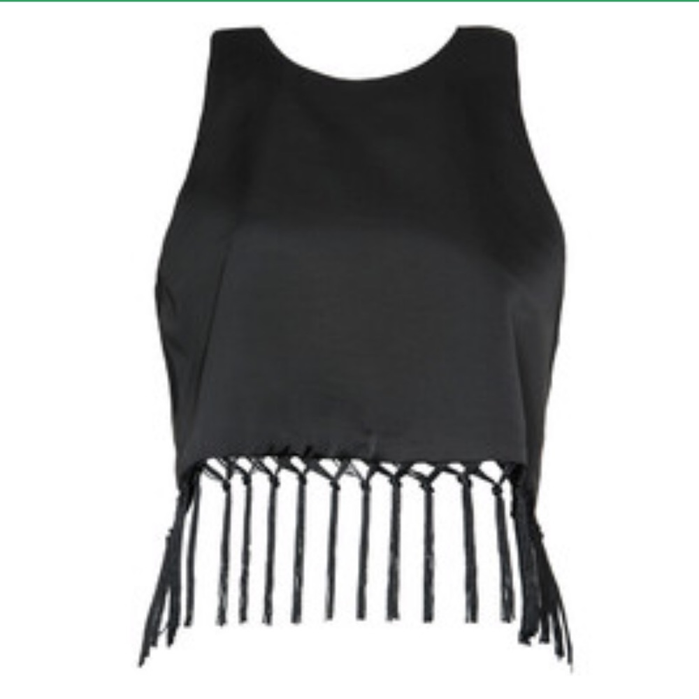 Laveer Black Fringe Crop Top